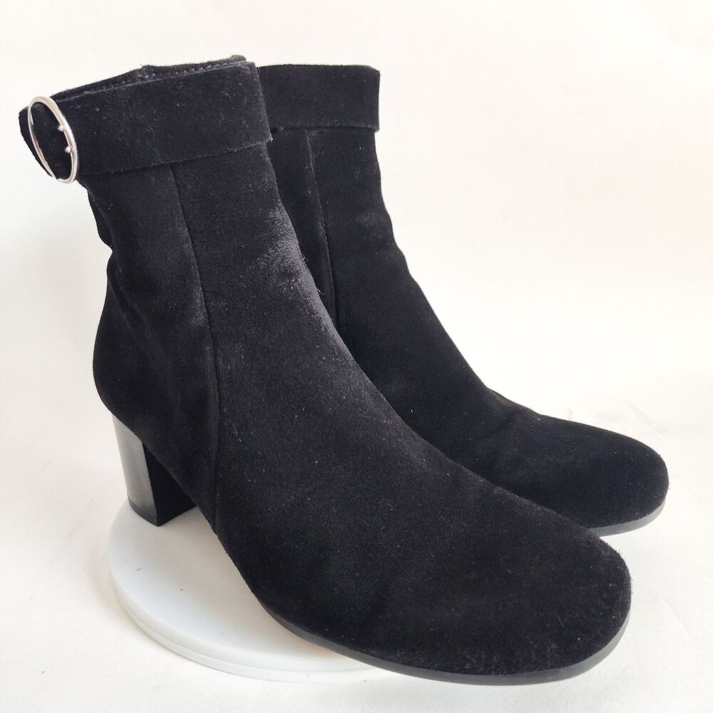 La Canadienne Ankle Boots Size 9 Jara Black Suede Leather Zip Preppy Canada Made